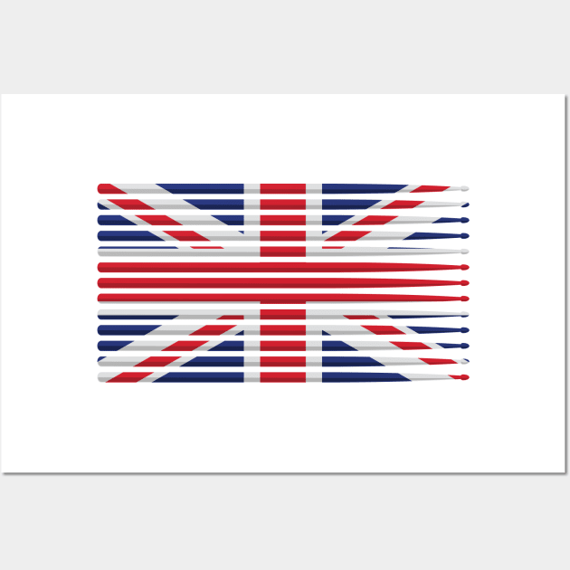 United Kingdom drummer drum stick flag Wall Art by hobrath